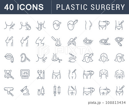 Set Vector Line Icons of Plastic Surgery. 108813434