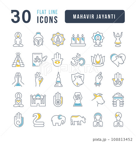 Vector Line Icons of Mahavir Jayanti 108813452