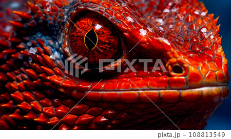 Close-up of lizard eye. Dangerous creature 108813549