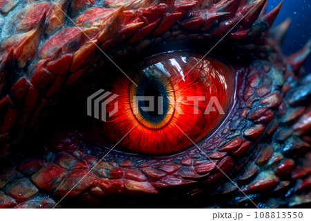 Close-up of fantasy dragon eye. Mythological evil. Dangerous creature 108813550
