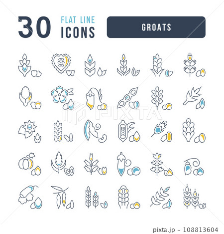 Set of linear icons of Groats 108813604