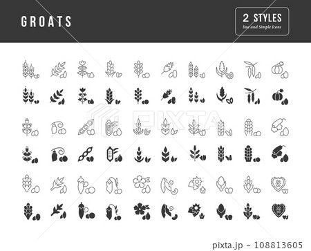 Set of simple icons of Groats Set of simple icons of Groats 108813605