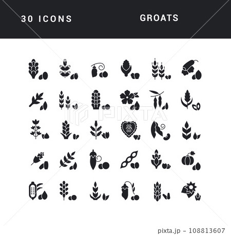 Set of simple icons of Groats 108813607