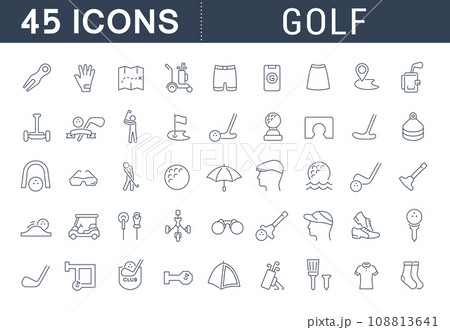 Set Vector Line Icons of Golf. Set Vector Line Icons of Golf. 108813641