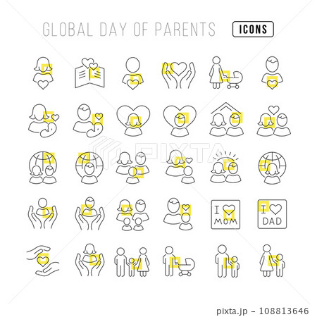 Vector Line Icons of Global Day of Parents Vector Line Icons of Global Day of Parents 108813646