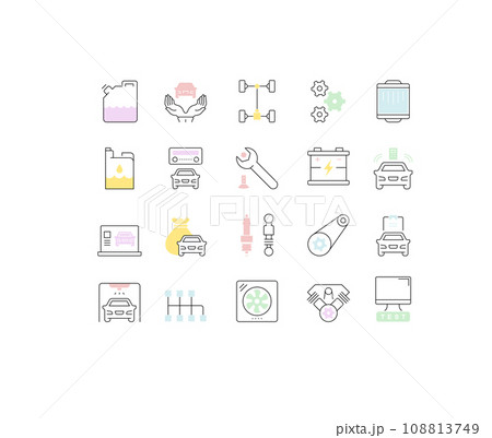 Set Vector Line Icons of Garage and Car Service. Set Vector Line Icons of Garage and Car Service. 108813749