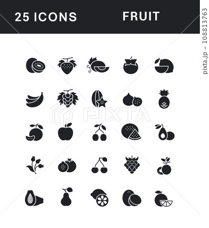Set of Simple Icons of Fruit Set of Simple Icons of Fruit 108813763