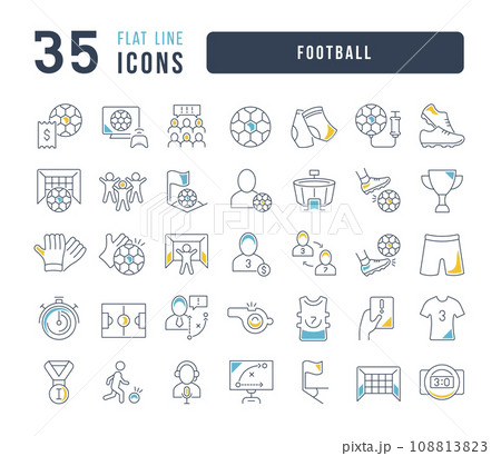 Set of linear icons of Football Set of linear icons of Football 108813823