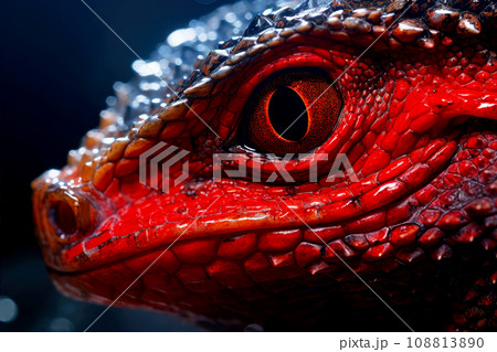 Close-up of lizard eye. Dangerous creature Close-up of lizard eye. Dangerous creature 108813890