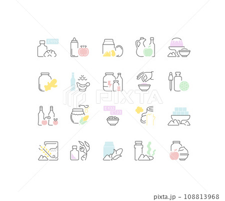 Set Vector Line Icons of Food Additives. 108813968