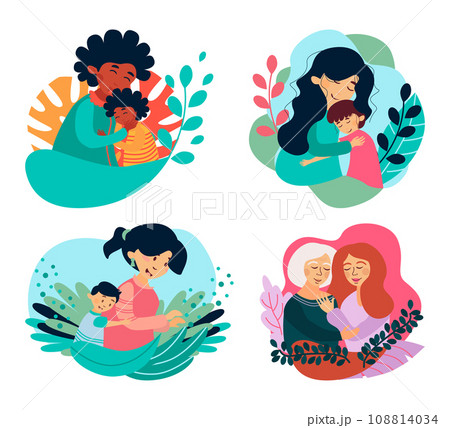 Collection of vector illustrations of happy family 108814034