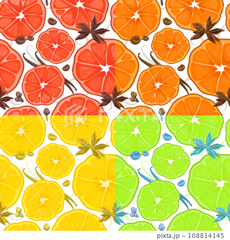 Seamless pattern with orange, lime, lemon and grapefruit 108814145