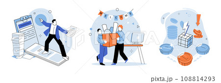 New employee. Vector illustration. The new employee metaphor emphasizes importance recruiting specialists and professionals who cbring specific skills and knowledge to company The recruitment process 108814293