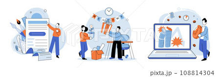 Business chaos. Vector illustration. Promoting culture open communication and collaboration chelp prevent chaos and foster more harmonious work environment The business chaos metaphor highlights Business chaos. Vector illustration. Promoting culture open communication and collaboration chelp prevent chaos and foster more harmonious work environment The business chaos metaphor highlights 108814304