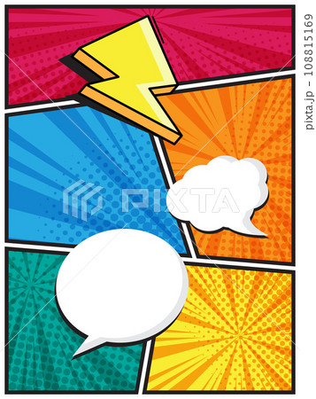 abstract comic book, pop art cartoon with speech bubble template background 108815169