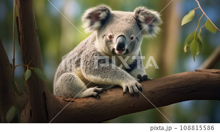 Adorable Koala on eucalyptus tree 108815586