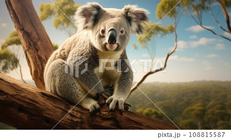 Adorable Koala on eucalyptus tree 108815587