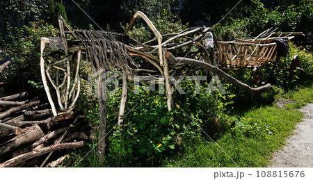 Kiev, Ukraine May 16, 2021: "Glade of Fairy Tales" site in the Kiev residential courtyard Kiev, Ukraine May 16, 2021: "Glade of Fairy Tales" site in the Kiev residential courtyard 108815676