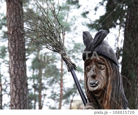 Kiev, Ukraine January 11, 2021: Fairy tale characters in the park made of wood Kiev, Ukraine January 11, 2021: Fairy tale characters in the park made of wood 108815720