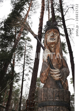 Kiev, Ukraine January 11, 2021: Fairy tale characters in the park made of wood Kiev, Ukraine January 11, 2021: Fairy tale characters in the park made of wood 108815722
