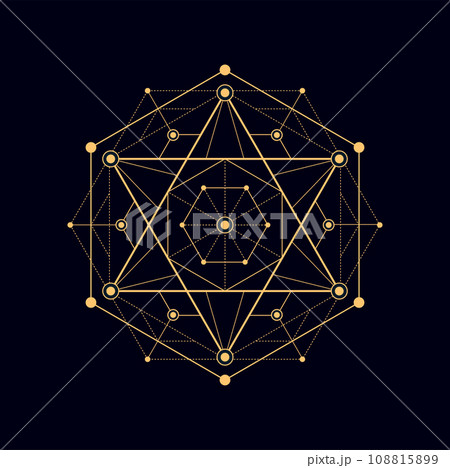 Myth and meditation icon, esometric sacred esoteric symbol isolated alchemy sign. Vector mystical tribal masonic aztec mystic shape 108815899