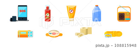 Camping Emergency Simple Object and Items Vector Set Camping Emergency Simple Object and Items Vector Set 108815948