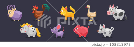 Funny Farm and Domestic Animal as Livestock Vector Set Funny Farm and Domestic Animal as Livestock Vector Set 108815972