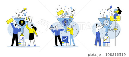 Business analytics vector illustration. The business analytics metaphor guides organizations towards success Marketing strategies focus on reaching specific customer segments Indexes provide 108816519