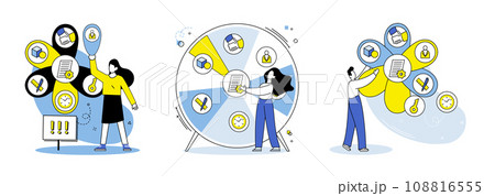 Business routine vector illustration. Occupation and lifestyle choices should align with personal interests and professional goals Planning plays vital role in executing projects and transforming 108816555