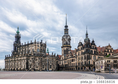 Cathedral Hofkirche and Castle Residenzschloss in Dresden, Saxony, Germany. Cathedral Hofkirche and Castle Residenzschloss in Dresden, Saxony, Germany. 108816816