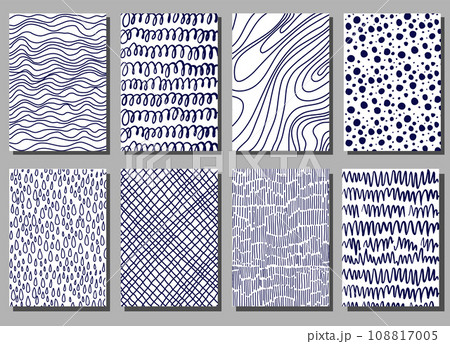 Hand drawn posters set of ink grunge texture. 108817005