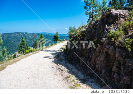 The viewpoint of Junceda, at an altitude of 915 meters, where entire valley of the Geres river can be seen, mountains on the background 108817536