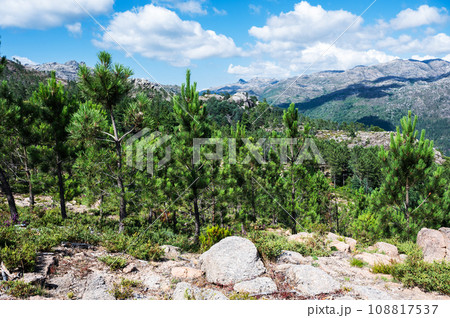 The viewpoint of Junceda, at an altitude of 915 meters, where entire valley of the Geres river can be seen, mountains on the background 108817537