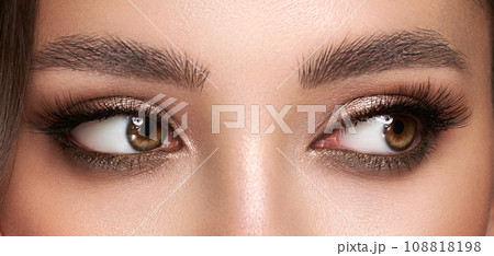 Beautiful female eyes with long eyelashes Beautiful female eyes with long eyelashes 108818198