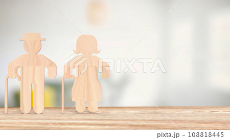 The old man wood plate for aging society concept 3d rendering The old man wood plate for aging society concept 3d rendering 108818445
