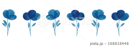 Blue watercolor flowers. Seamless pattern - border for your design 108818448