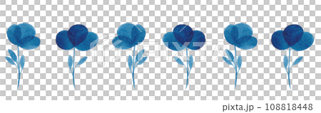 Blue watercolor flowers. Seamless pattern - border for your design 108818448