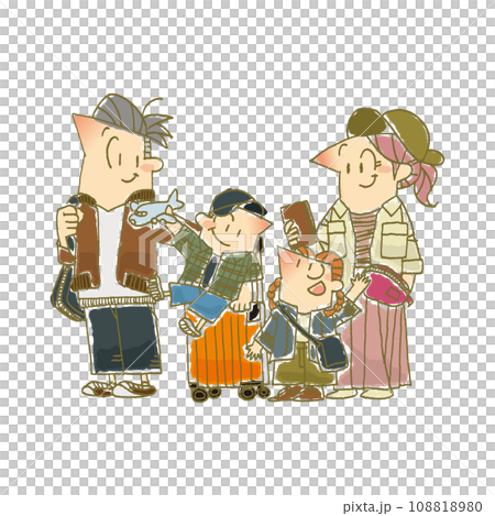 Illustration of a family enjoying an autumn trip 108818980