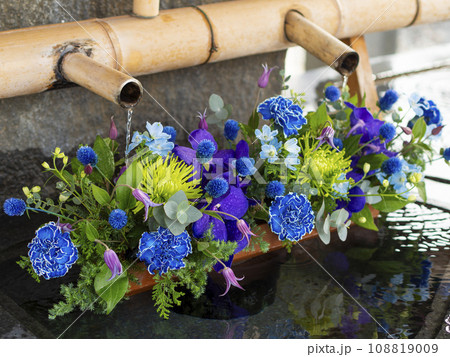 花が生けられた手水舎 108819009