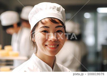 食品工場で働く女性　AI生成 108819076