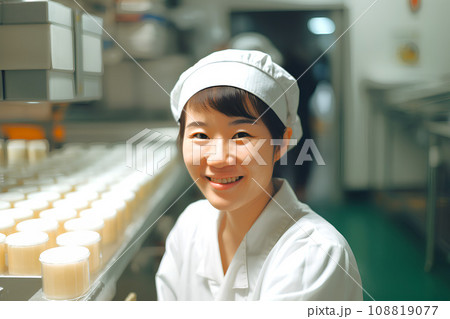 食品工場で働く女性　AI生成 108819077