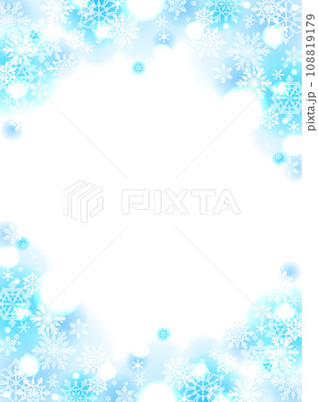 ふわふわキラキラの雪のフレーム 108819179