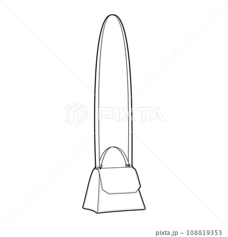 Mini Cross-Body Bag saddle silhouette bag. Fashion accessory technical illustration. Vector satchel front 3-4 view 108819353