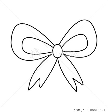Doodle style gift bow, flat vector outline for coloring book 108819354