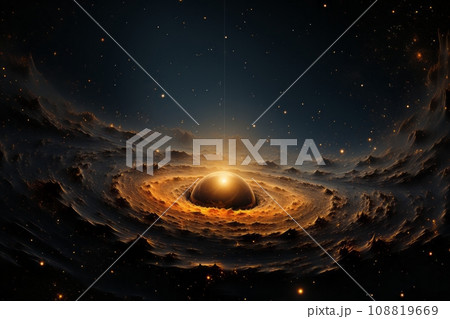 無限の宇宙に輝く天体の奇跡、幻想的な星々のダンス AI画像 108819669