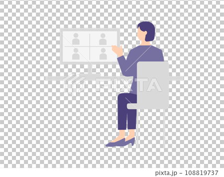 Illustration of a business woman having an online meeting Illustration of a business woman having an online meeting 108819737