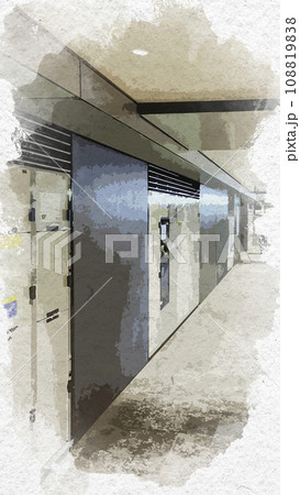水彩画風　東京駅　北自由通路コインロッカー　東京都千代田区 108819838