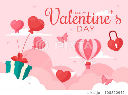 Happy Valentine's Day Vector Illustration on February 14 with Heart or Love for Couple Affection in Flat Valentine Holiday Cartoon Pink Background 108820952