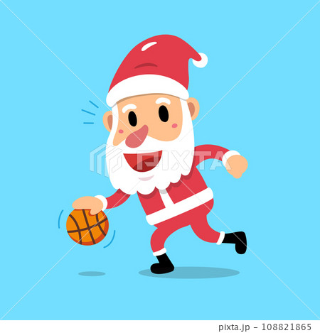 Cartoon character santa claus playing basketball Cartoon character santa claus playing basketball 108821865