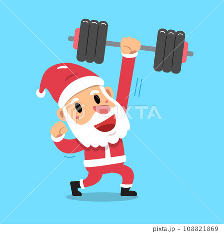 Cartoon santa claus character doing weight training Cartoon santa claus character doing weight training 108821869